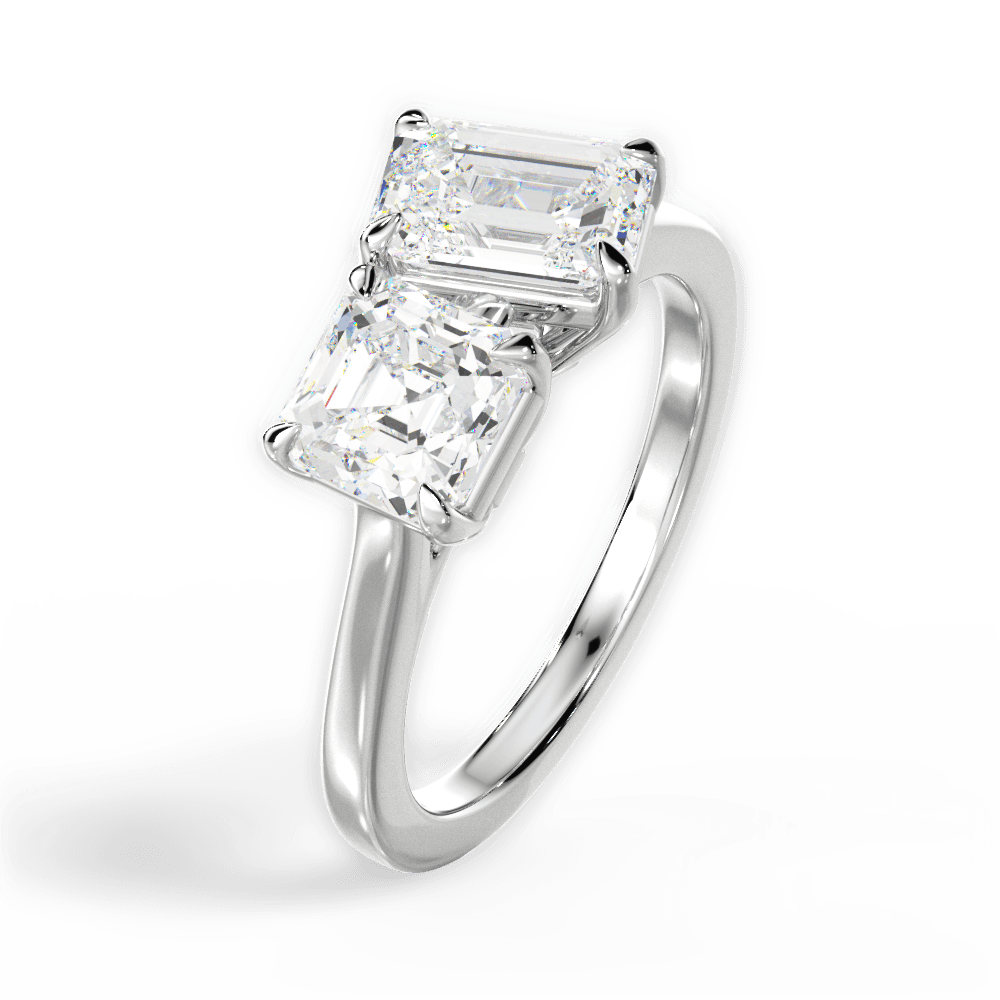 Two Stone Asscher Lab Diamond  Ring