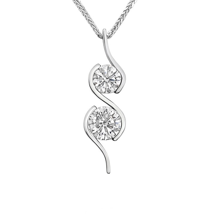 Double Diamond Fashion 18K wave pendant