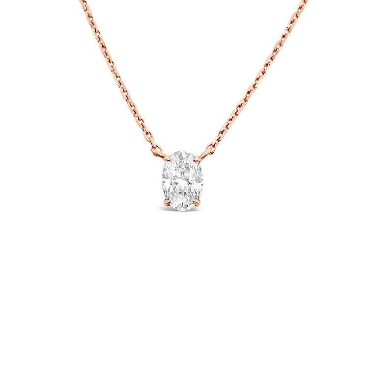 Simple oval tip gold 18K diamond Pendant