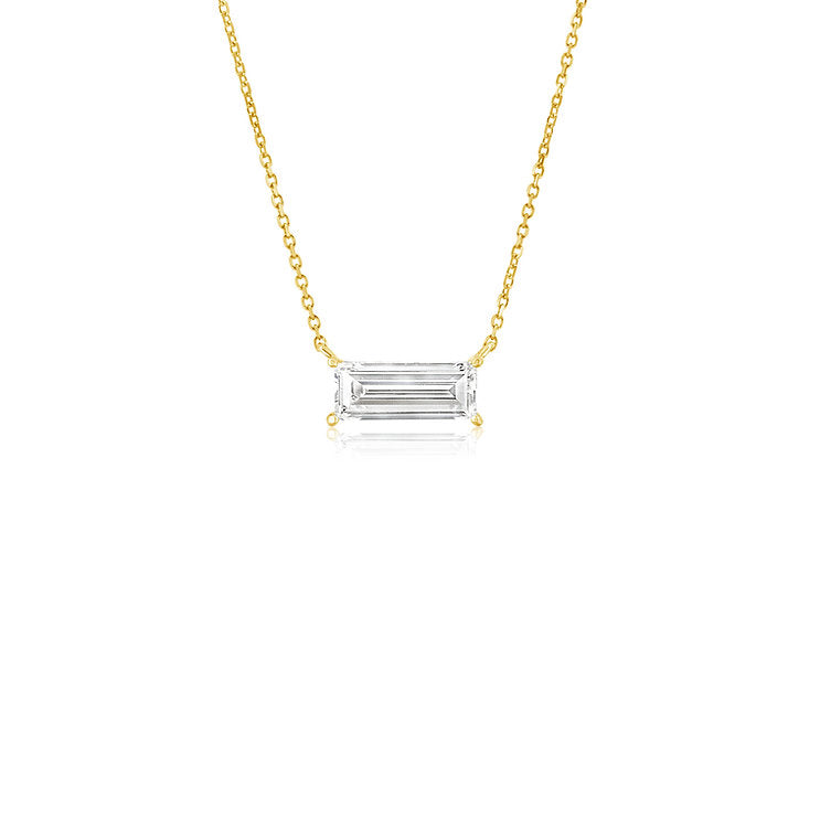 Classic small baguette 18K yellow gold diamond Pendant