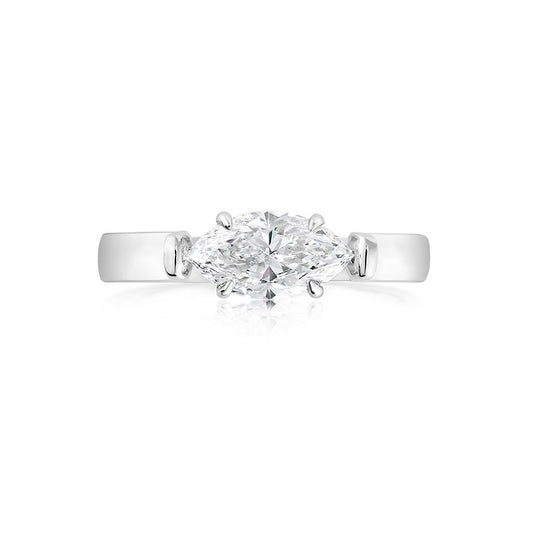 Marquise-shape Lab grown Diamond 18K ring setting