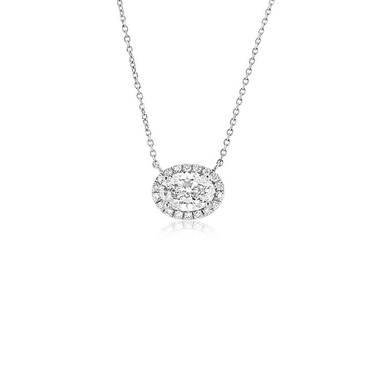 Halo oval necklace with diamond Pendant