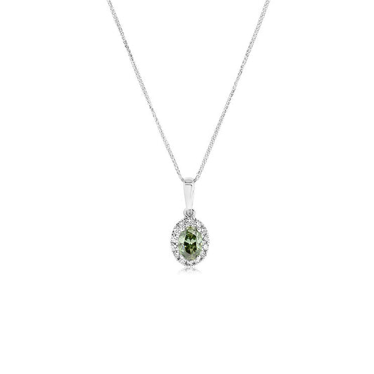 Fancy Green Oval Lab-Grown Diamond Necklace