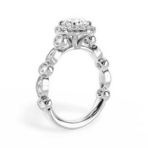 Round & Marquise Diamond Halo Engagement Ring