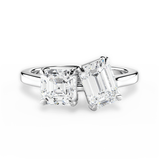 Two Stone Asscher Lab Diamond  Ring