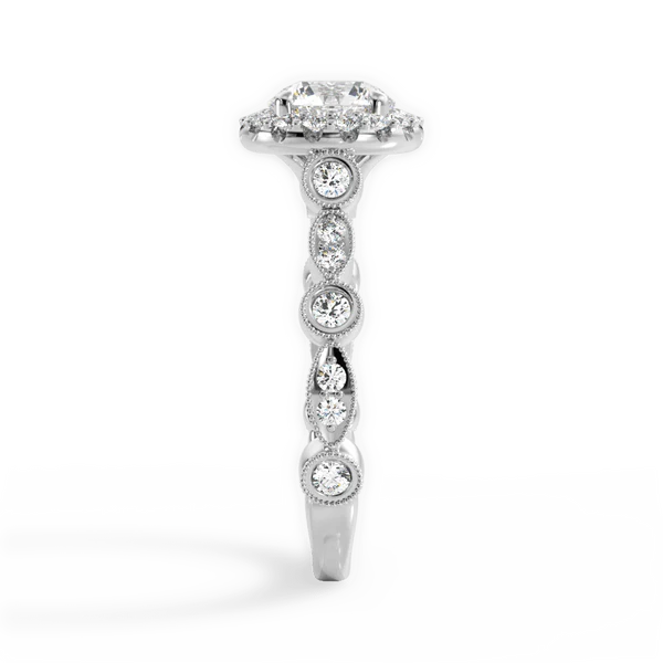 Round & Marquise Diamond Halo Engagement Ring