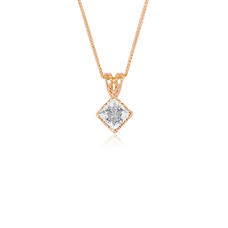 Princess-cut 18K  diamond pendant